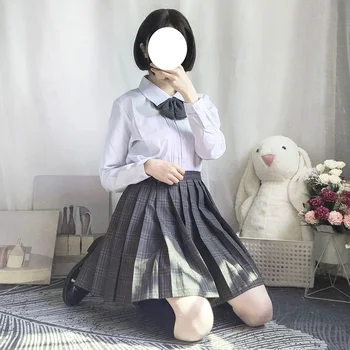 Femei JK Cămașă albă student Japonez fata a Subliniat guler cutat fata tricou negru bluza