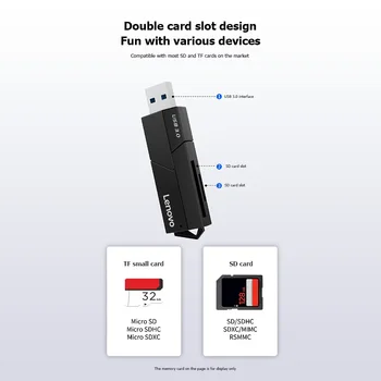 Lenovo D204 5Gbps USB 3.0 Cititor de Carduri de Memorie 2 in 1 SD TF Portabil Adaptor pentru Calculator PC 5Gbps Cardreader