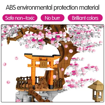 SEMBO Street View Idee Altar Cărămizi Sakura Stand Cărămizi Prieteni Oraș Cherry Blossom Peisaj Casa Copac Bloc Jucarii