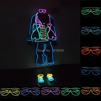 Noul design 10 CULOARE, Sunet Activ EL wire Neon LED Strip Rave Stralucitoare Ochelari de Lumina-up jucării Pentru Halloween,Cosplay,Nunta