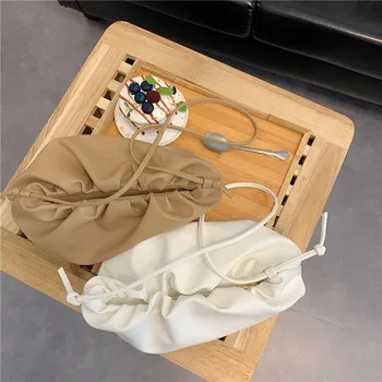 Moda Brut Lanț Femei Axila sac 2020 Nou Cutat Nor geanta pentru femei Geanta Crossbody din Piele PU pentru Femei Ghearele bolsa alb