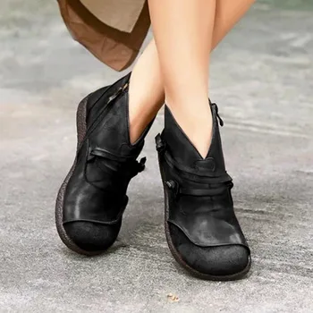Fierbinte De Vânzare 2020 Toamna Iarna Retro Pentru Femei Cizme Pentru Femei De Moda Din Piele Balerini Cizme Glezna Zapatos De Mujer De Epocă, Cald Botas