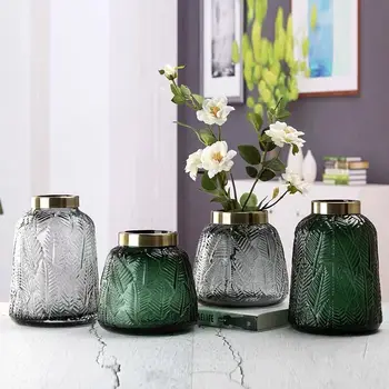 De lux Vaza de Sticla Stil Nordic Jardiniere Ghiveci de flori Colorate de Sticlă de Culoare Verde și Gri Petrecere de Nuntă, Decorațiuni interioare, Accesorii
