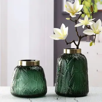 De lux Vaza de Sticla Stil Nordic Jardiniere Ghiveci de flori Colorate de Sticlă de Culoare Verde și Gri Petrecere de Nuntă, Decorațiuni interioare, Accesorii