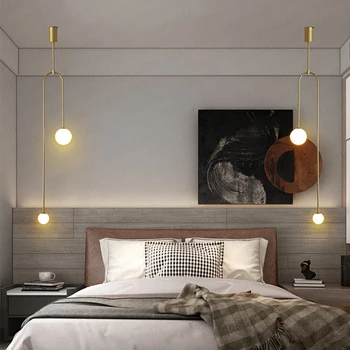 Nordic minimalist dormitor noptieră candelabru personalitate creatoare restaurant bar de fundal de perete geometric de linii lampa
