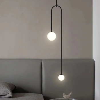 Nordic minimalist dormitor noptieră candelabru personalitate creatoare restaurant bar de fundal de perete geometric de linii lampa