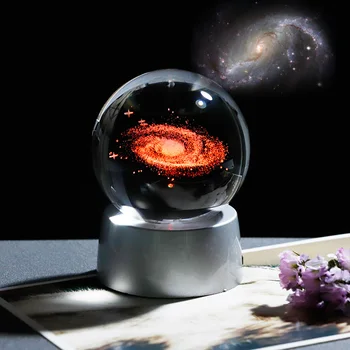 Galaxy 3D Minge in Miniatura, cu Laser Gravat Univers Glob cu LED-uri Colorate de Bază Acasă Decorare Accesorii Ornament Sferă de Sticlă
