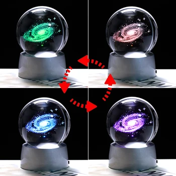 Galaxy 3D Minge in Miniatura, cu Laser Gravat Univers Glob cu LED-uri Colorate de Bază Acasă Decorare Accesorii Ornament Sferă de Sticlă