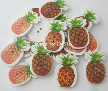 WBNVVW Ananas fructe butoanele de 100 de bucăți de 2 găuri lemn buton DIY ambarcațiuni de cusut consumabile