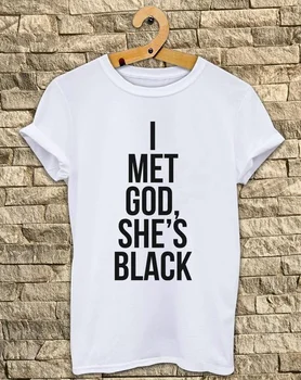 HAHAYULE Femei Tricou-am Întâlnit pe Dumnezeu e de Imprimare Negru de Bumbac Casual Tricou Amuzant Pentru Lady Alb Negru Top Tee Hipster Street Wear