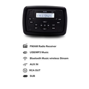 Impermeabil Audio Bluetooth Marin Media Receptor Stereo Auto MP3 Player SUNT Radio FM Pentru Auto ATV Yacht SPA+2 Perechi de Difuzoare 4 Inch