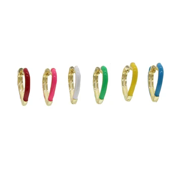 Colorate de vara femei bijuterii în formă de Inimă rainbow Neon inimile email hoop cercei