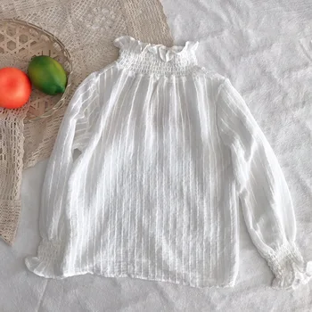 2020 de Moda pentru copii set de culoare albă topuri cu maneci lungi + carouri model fără mâneci rochie de moda de îmbrăcăminte pentru copii set