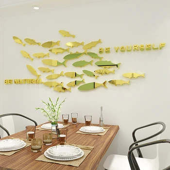 Oglindă 3D Acril autocolante de perete pește Marin de Oaspeți Restaurant decorare perete autoadeziv rezistent la apa autocolant de perete