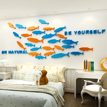 Oglindă 3D Acril autocolante de perete pește Marin de Oaspeți Restaurant decorare perete autoadeziv rezistent la apa autocolant de perete