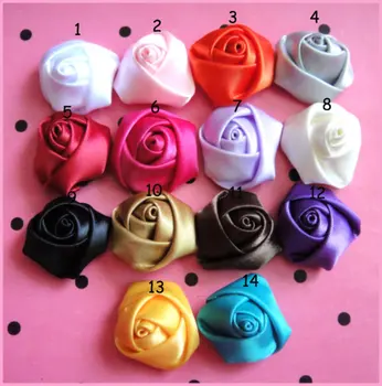 80buc/Lot 2-2.5 cm se Amestecă culori Panglica de Satin Rose Floare Aplici pentru Accesorii de Îmbrăcăminte Și Păr de Fată Decor