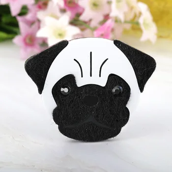 Blucome Acrilic Negru Pug Câine Broșe Handmade Pulover Pălăria Guler Hijab Ace Femei Jachete Barbati Rucsac Insigna de Animale Brosa
