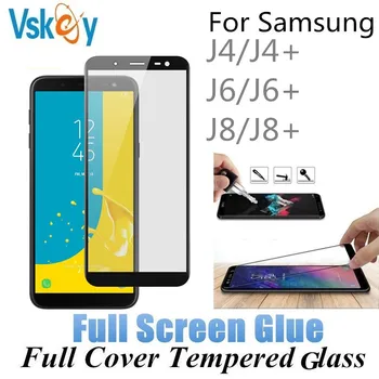 VSKEY 10BUC Plin Adeziv Sticla Temperata pentru Samsung Galaxy J8 J4 J6 Plus 2018 J2 Pur Complet Capacul Protector de Ecran de Film Protector