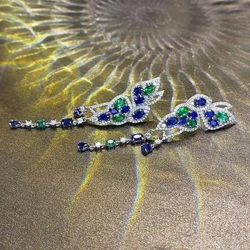 KNRIQUEN New Sosire Argint 925 Fluture Picătură Legăna Cercei pentru Femeile Ridicat de Carbon Diamant Safir Piatră prețioasă de Bijuterii