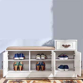 Nou Stil De Europa Lemn Pantofi Cabinet Cu 1 Sertar Cu 3 Usi Moale Perna Scaunului Pantofi Moderne Schimbare Scaun Bancă Depozitare Organizator