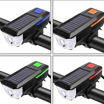 Bicicleta Solare Claxon Lampă de Încărcare USB rezistent la apa Biciclete Faruri Fata Ciclu de Lumină Lanterna Accesorii pentru Biciclete