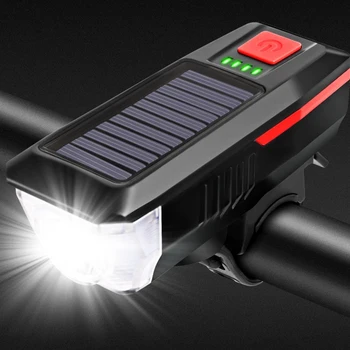 Bicicleta Solare Claxon Lampă de Încărcare USB rezistent la apa Biciclete Faruri Fata Ciclu de Lumină Lanterna Accesorii pentru Biciclete