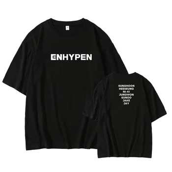 Kpop ENHYPEN toate statele nume imprimare o de gât tricou unisex stil de vară a scăzut umăr maneca tricou