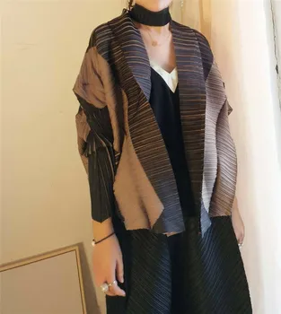 Miyake 2020 toamna sacou pentru femei sacou cu mâneci lungi șal cardigan subțire secțiunea liber maneci liliac bolero blana scurta TP7046