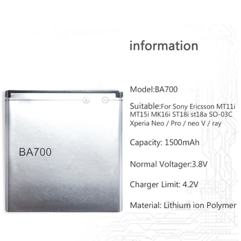 BA700 Pentru Sony Ericsson MT11i MT15i MK16i ST18i St18a AȘA-03C Xperia Neo / Pro / Neo V / Ray 1500mAh Baterie de Telefon Mobil
