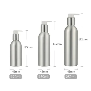 24 x din Aluminiu Lotiune de sticla Recipient Metalic cu Pompa de Presă Aluminiu Cosmetice Crema Flacon 40ml 50ml 100ml 120ml 150ml 250ml