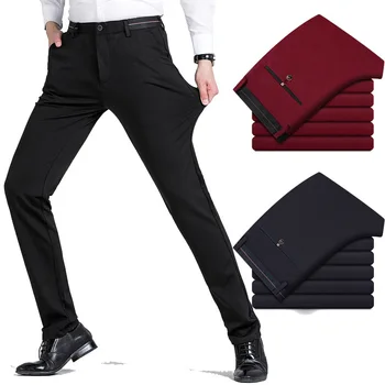 Noua Moda Toamna Casualwear Lightweight Pantaloni Talie Inalta Direct De Înaltă Calitate Din Bumbac De Vin Roșu Bărbați Pantaloni Pentru Bărbați