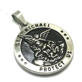 Oamenii Băiat Cool 316L din Oțel Inoxidabil Stele SAINT MICHAEL a NE PROTEJA Rotund Medalie Pandantiv cele mai Noi