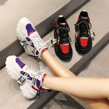 2020 Primăvară Noua din Piele pentru Femei Platforma Indesata Adidasi pentru Femei de Moda, Plat Talpa Groasă Pantofi pentru Femeie Încălțăminte Tata