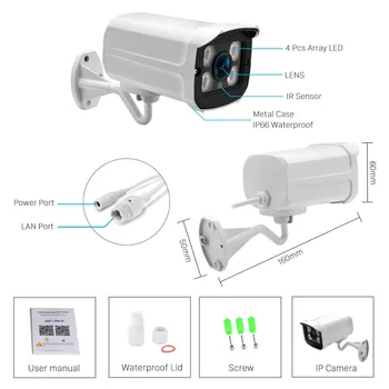 ANBIUX Unghi Larg de 2.8 mm Exterior Camera IP PoE 1080P, 960P 720P Caz de Metal ONVIF de Securitate rezistent la apa Camera IP CCTV 4BUC MATRICE cu LED-uri