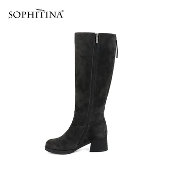 SOPHITINA Noua Moda Femei Cizme Genunchi Ridicat din Piele de Pluș Cald Manual Pantofi Respirabil de Înaltă Calitate Clasic Cizme BA10