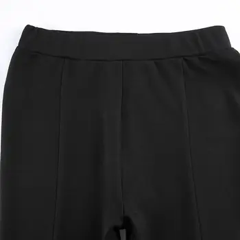 Y2K Goth Femei de Moda Alb Slab Creion Pantaloni Office Lady Jos Fantă Front Pantaloni cu Talie Înaltă subțiri Lungi Fund 2021