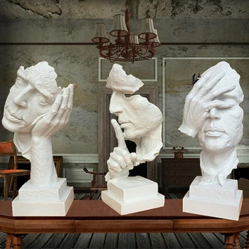 Imitație de cupru portret de sculptură creative acasă decorative rășină figurine nu aud/vorbesc/vezi studiul cameră decor accesorii
