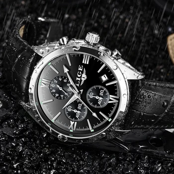 LIGE Barbati Ceas de Lux de Top de Brand Ceas Pentru Bărbați Militară Sport Impermeabil Cuarț Ceas Clasic pentru Bărbați Ceas Cronograf 24 de Ore