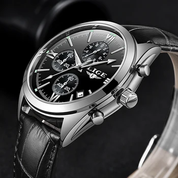 LIGE Barbati Ceas de Lux de Top de Brand Ceas Pentru Bărbați Militară Sport Impermeabil Cuarț Ceas Clasic pentru Bărbați Ceas Cronograf 24 de Ore