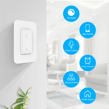 Wifi inteligent Lumină Dimmer Switch, Fir Neutru Necesare Perete intrerupator NOI 100-240V, Compatibil cu Alexa Google Casa Tuya App