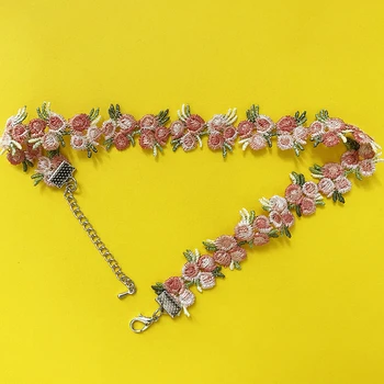 Vogallery Moda Floare Roz Coliere Coliere Pentru Femei Elf Drăguț Violet Flori Galbene Chocker De Vară Scurt Colier Bijuterii