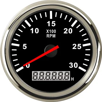 Noi 3-8K RPM Tacho Tahometru Indicator turometru Cu Oră Metru 85mm Benzina Diesel 12V 24V Iluminare de fundal Roșu