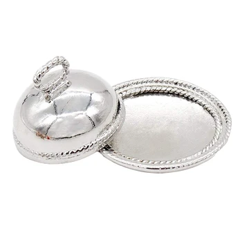 Odoria 1:12 Miniatură de Epocă Vas cu Capac de Argint Placa Tava Tacamuri Kit de Accesorii de Bucătărie casă de Păpuși