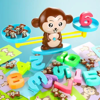 Montessori Math Meci Jucărie Joc de Bord Maro Maimuță Scară de Echilibrare Numărul Echilibru Joc de Copii de Învățare de Învățământ Adăugați și Scade