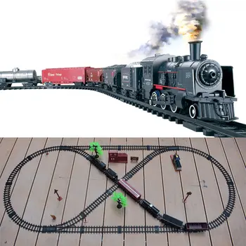 Simulare Clasic Lung Tren cu Aburi Urmări Electric Trenuri de Jucărie pentru Copii Camion pentru Baieti de cale Ferată de cale Ferată Cadou de Ziua de nastere