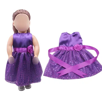 18 inch Fete papusa rochie Violet spumant cocktail rochie de seara Americane nou-născuți haine, jucarii pentru Copii se potrivesc 43 cm baby c368