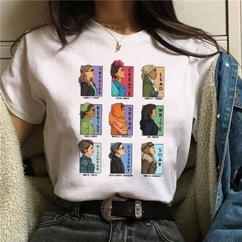 VIP HJN Imagini de Nouă Femei Inspira Crea Duce Rezista Vorbească Scrie Discovery Disidență Avânta Tipărite de Top de Vară de Moda T-shirt