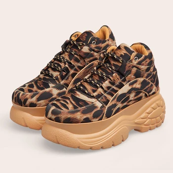 2020 Femei Leopard Platforma Adidasi Primavara & Toamna De Moda Doamnelor Indesata Pantofi Casual Fete Lycra Gros Cu Talpi De Pantofi De Sport