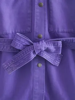 Vintage Violet marfă denim sacouri femei casual eșarfe bomber geaca de Blugi de sex Feminin toamna Jean paltoane Sacouri Topuri mujer chaqueta