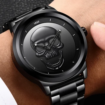 2020 Punk se Răcească 3D Skull Barbati Ceas de Brand LIGE de Lux din Oțel Cuarț Bărbați Ceasuri Impermeabil Moda Retro Aur Negru Ceas Relogio